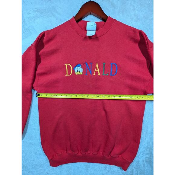 VTG 90s Disney Mickey & Co Embroidered Donald Duck Crewneck LARGE Sweatshirt Red - Picture 5 of 8